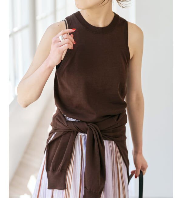 Spick and Span「《セットアップ可 / 手洗い可》シルクコットンノースリーブプルオーバー」|タンクトップ|