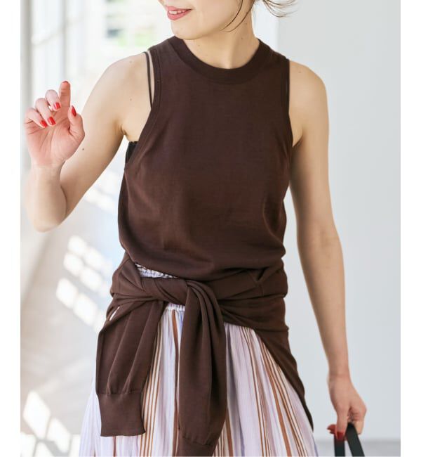 Spick and Span「《セットアップ可 / 手洗い可》シルクコットンノースリーブプルオーバー」|タンクトップ|