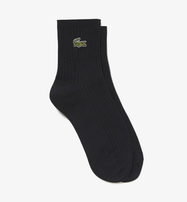 LACOSTE「クロックエンブレムプレーンショートソックス 22cm-24cm」|ソックス|ブラック