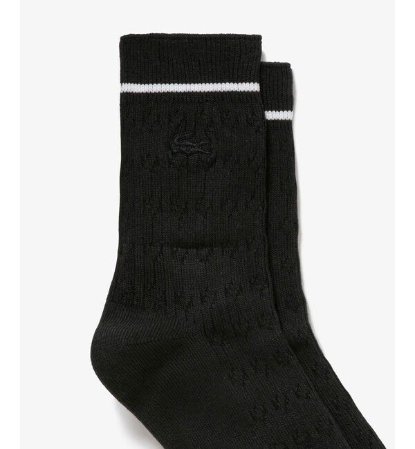 LACOSTE「配色ラインケーブルニットソックス 22-24cm」|ソックス|