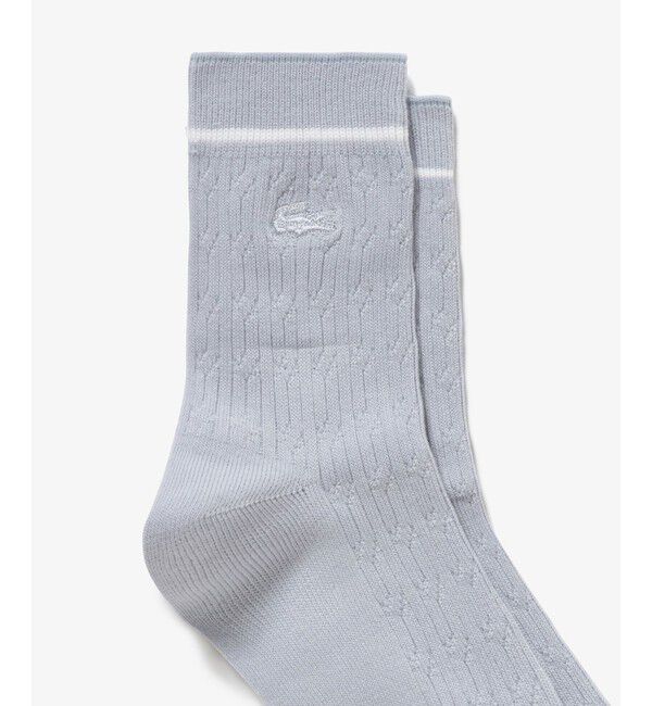 LACOSTE「配色ラインケーブルニットソックス 22-24cm」|ソックス|