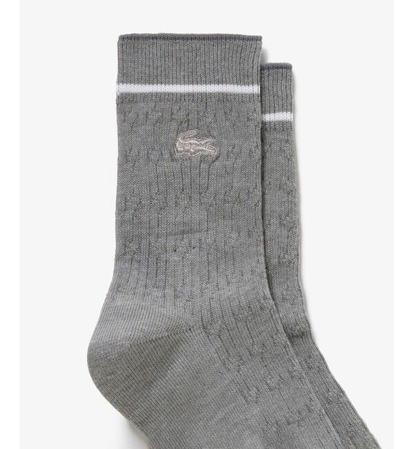 LACOSTE「配色ラインケーブルニットソックス 22-24cm」|ソックス|