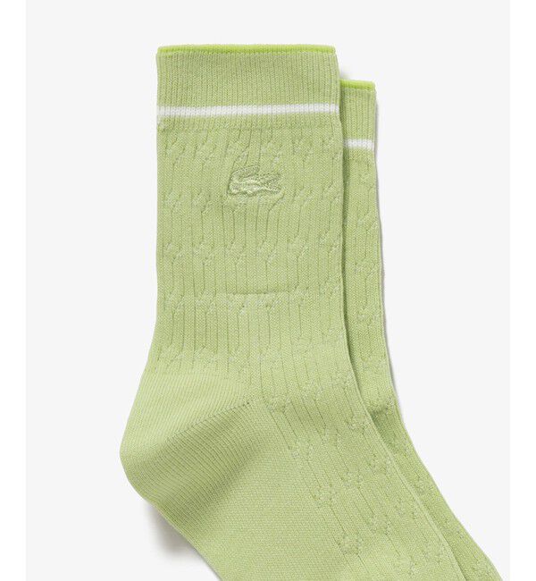 LACOSTE「配色ラインケーブルニットソックス 22-24cm」|ソックス|