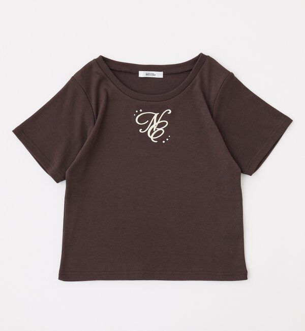 「ストーン付ワンポイント刺繍ロゴTee」|プルオーバー|