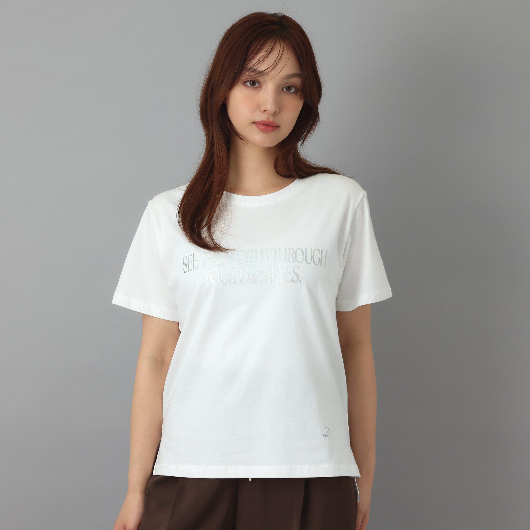 DRESSTERIOR「箔プリント ロゴTシャツ」|Tシャツ・カットソー|ホワイト(001)