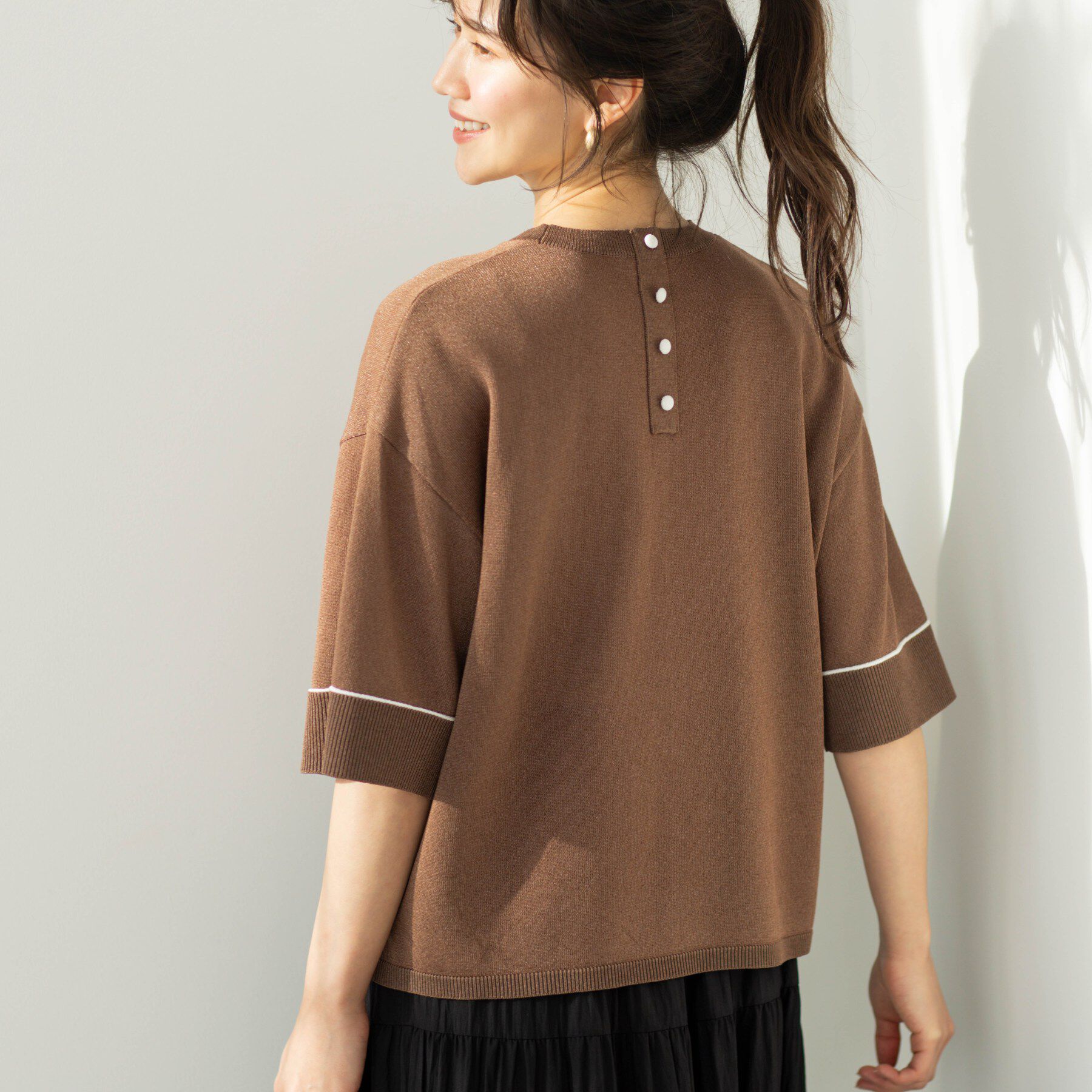 SHOO･LA･RUE「配色ラインニットTシャツ」|ニット・セーター|