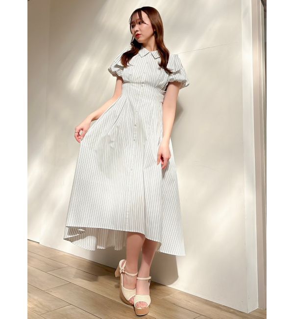 s*n様 美品★Chaos ラチネシャツワンピース　アイボリー　ツヤ感　とろみ感 リボンスリーブシャツワンピース（dazzlin）｜ルミネのファッション