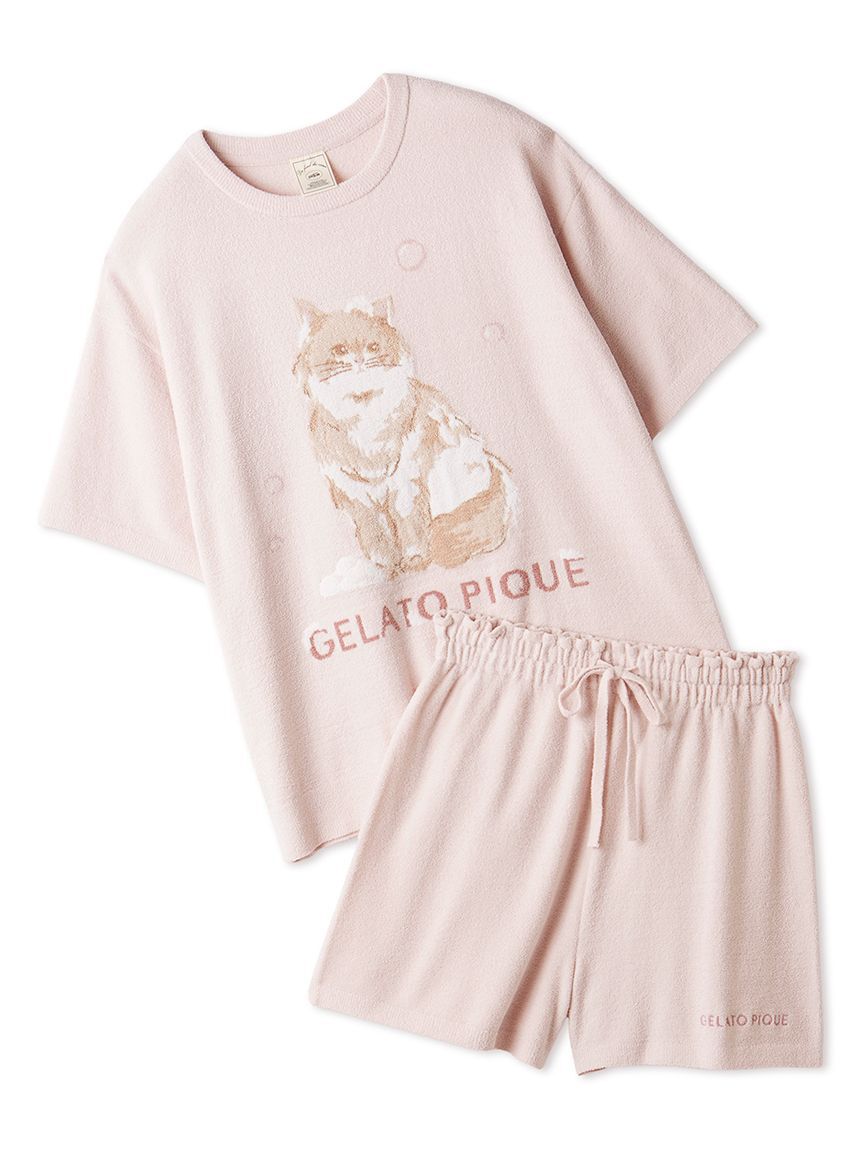 gelato pique「【ONLINE限定】エアリーモコバスタイムCATジャガードプルオーバー&ショートパンツセット」|ルームウェア|PNK