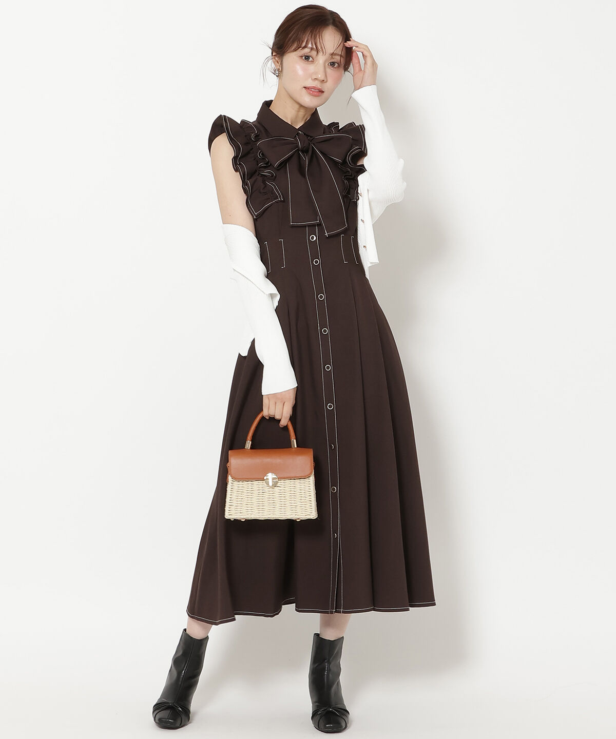 WILLSELECTION「フリルスリーブボウタイシャツワンピース」|ワンピース|