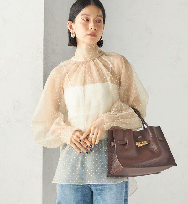 SHIPS for women「《予約》〈手洗い可能〉オーガンジー フロッキー ドット リボン ブラウス」|シャツ・ブラウス|