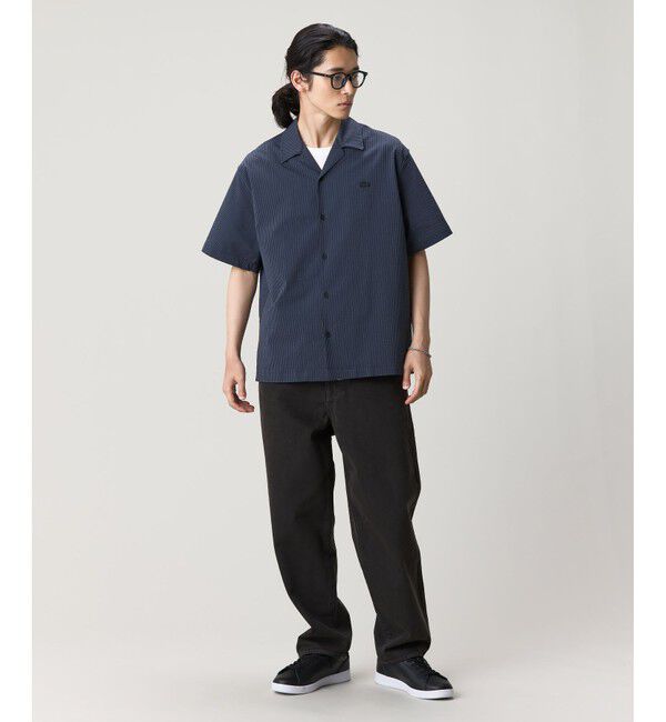 LACOSTE「オーバーサイズ シアサッカーオープンカラーシャツ」|シャツ・ブラウス|