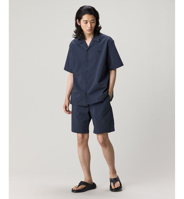 LACOSTE「オーバーサイズ シアサッカーオープンカラーシャツ」|シャツ・ブラウス|