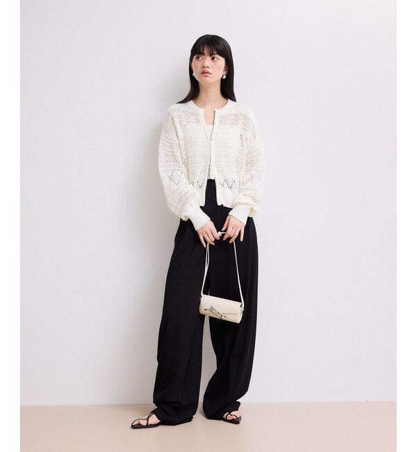 ADAM ET ROPE'「【WEB限定】パターンニットブルゾン」|カーディガン|