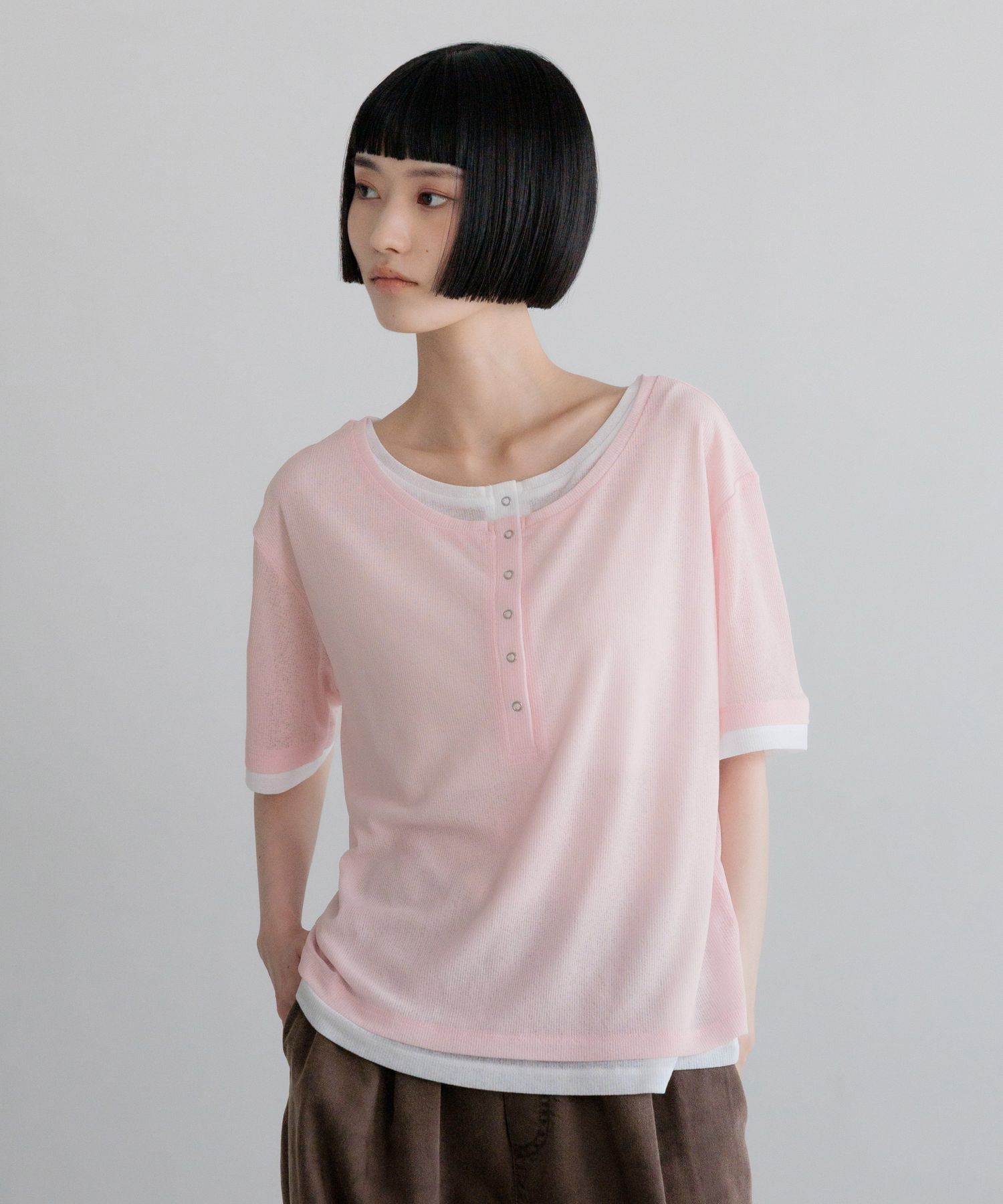 LOWRYS FARM「レイヤードヘンリーSS」|Tシャツ・カットソー|