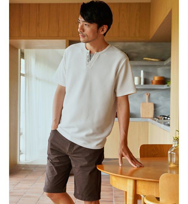 ikka「【接触冷感】フェイクヘンリーネックTシャツ」|Tシャツ・カットソー|