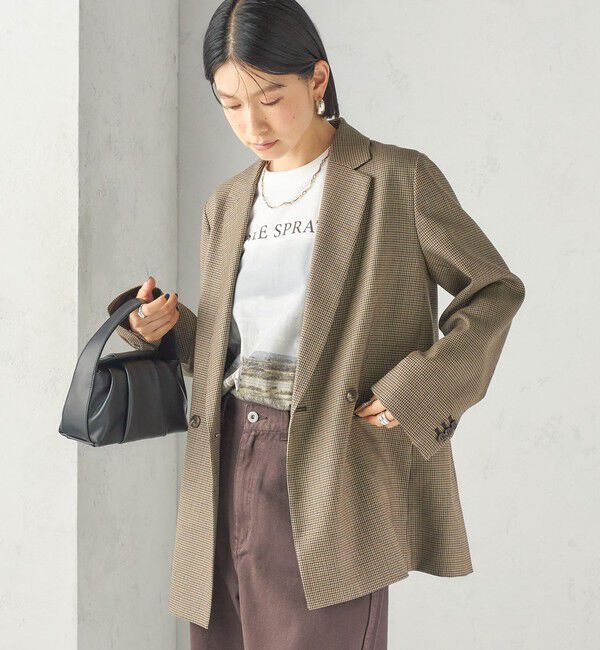 SHIPS for women「《予約》〈手洗い可能〉ウォッシャブル ウール チェック ダブル ジャケット」|テーラードジャケット|