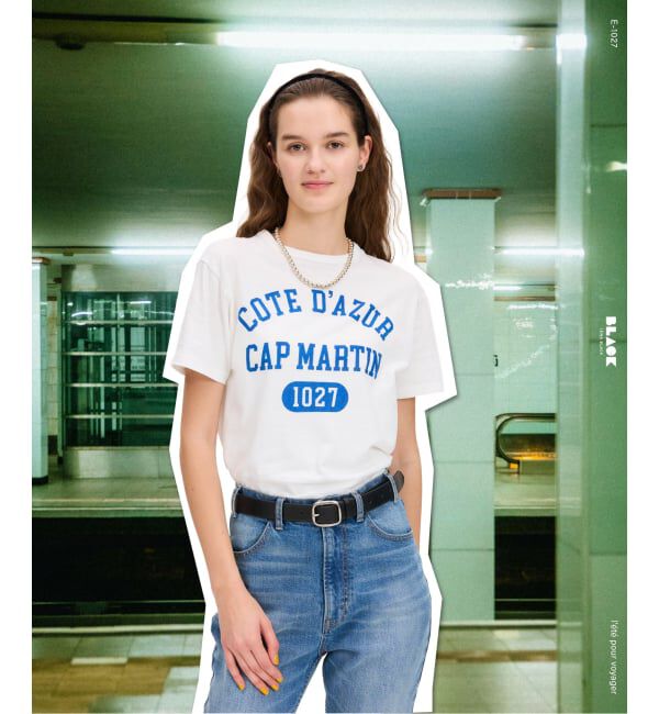IENA「BLACK COTE D'AZUR ロゴTシャツ」|Tシャツ・カットソー|