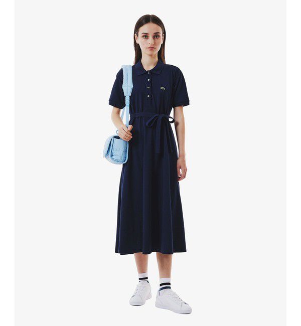 LACOSTE「鹿の子地マキシ丈ドレス ポロワンピース フレア Iライン」|ワンピース|
