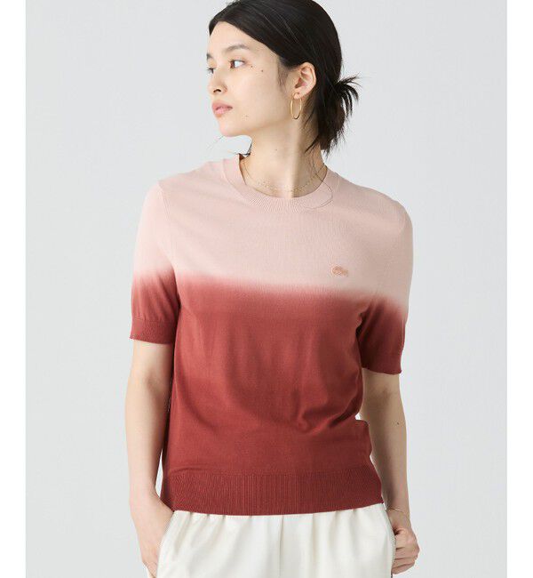 LACOSTE「グラデーションニットTシャツ」|ニット・セーター|ブラウン