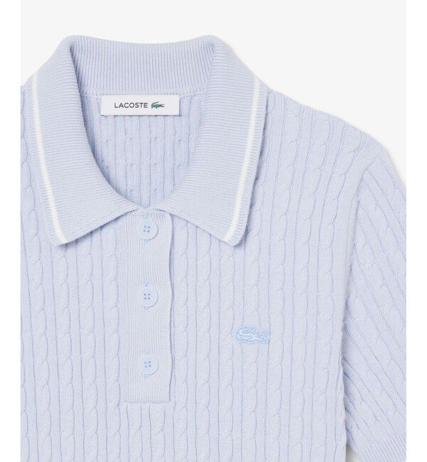 LACOSTE「配色ライン サマーニットポロシャツ」|ニット・セーター|