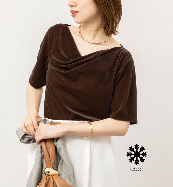 NOLLEY'S「《接触冷感》ウォッシャブルシアーベロア2WAYプルオーバー」|Tシャツ・カットソー|ブラウン