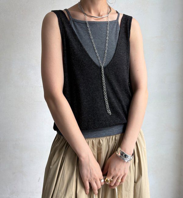  「【WEB限定】リネン混シアーワッフルタンク&times;テレコキャミset」|Tシャツ・カットソー|