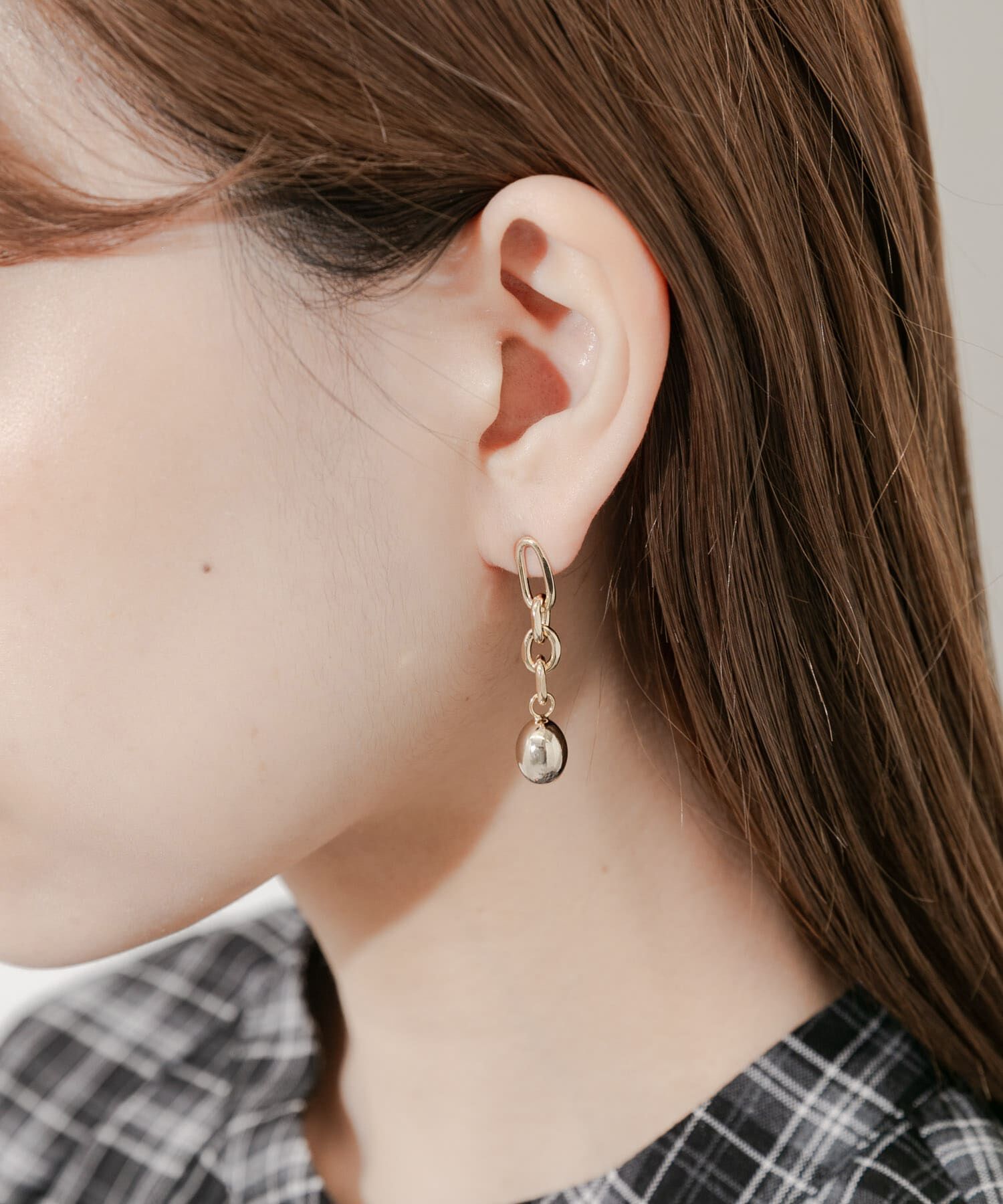 SMELLY「メタルボールドロップチェーンピアス」|ピアス|