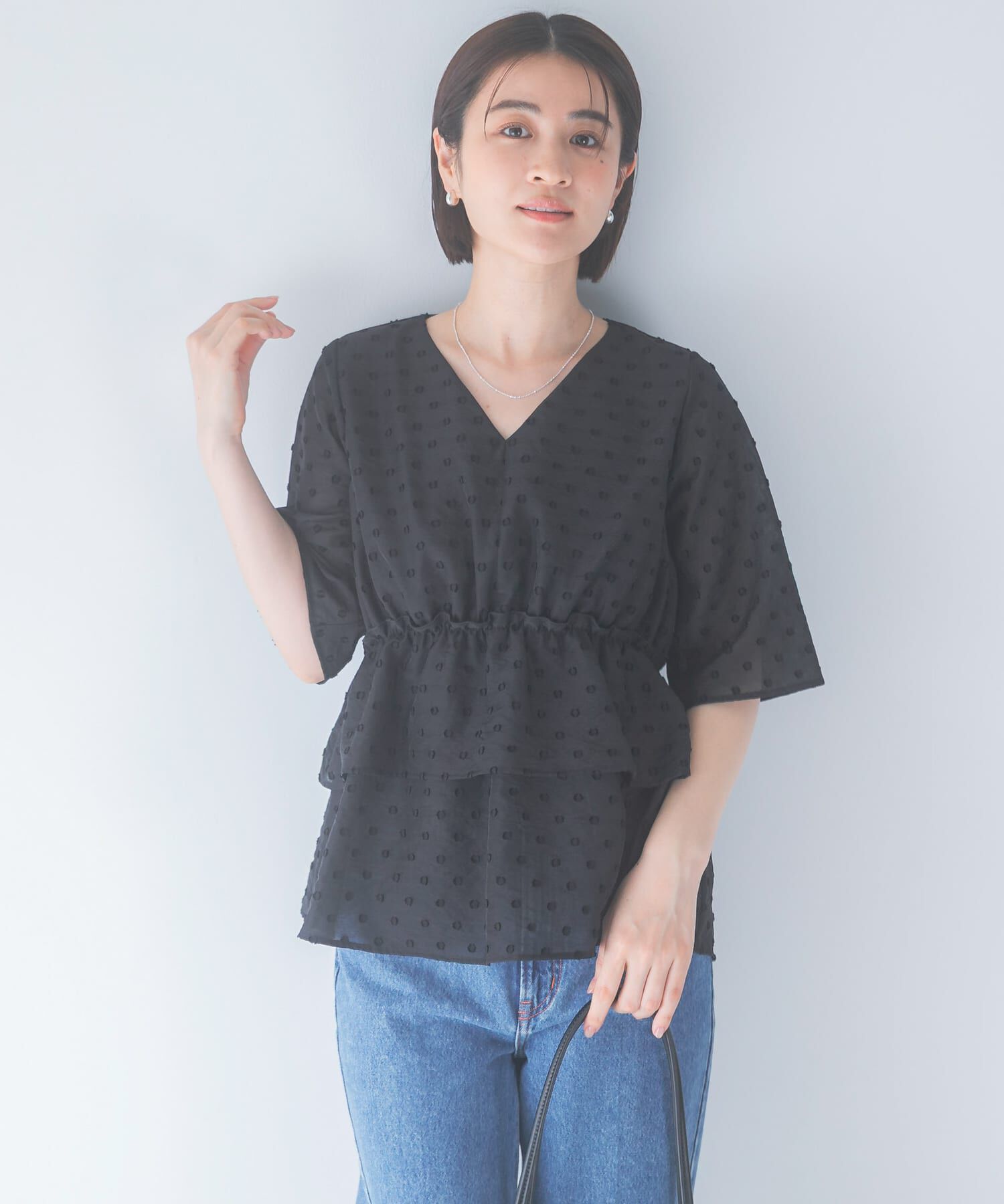 URBAN RESEARCH ROSSO「『WEB限定』ジャガードペプラムブラウス」|シャツ・ブラウス|