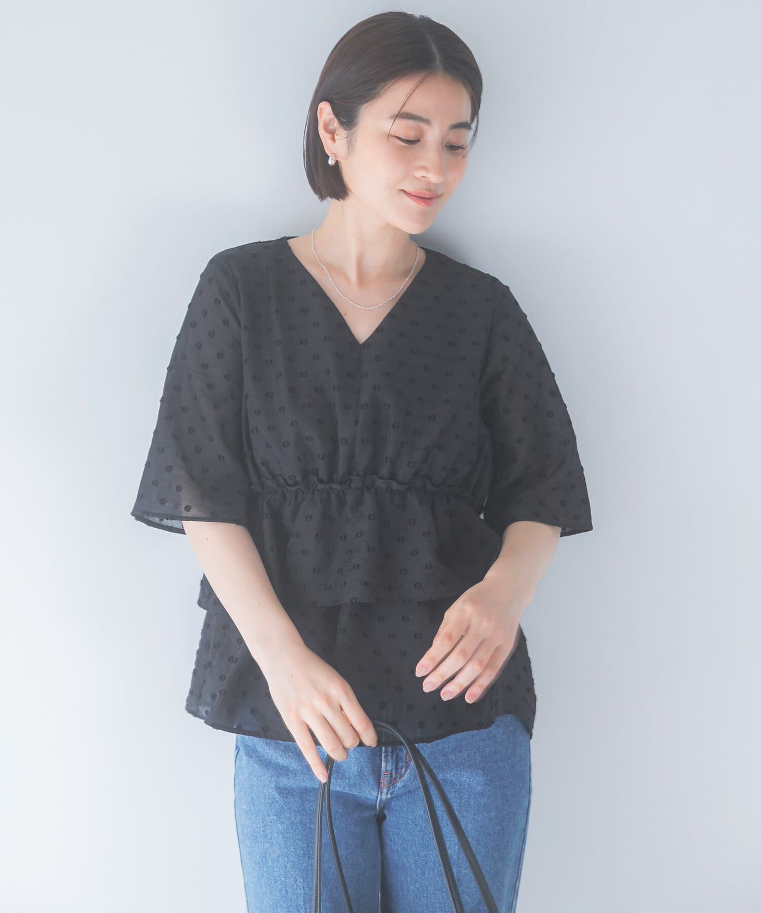 URBAN RESEARCH ROSSO「『WEB限定』ジャガードペプラムブラウス」|シャツ・ブラウス|