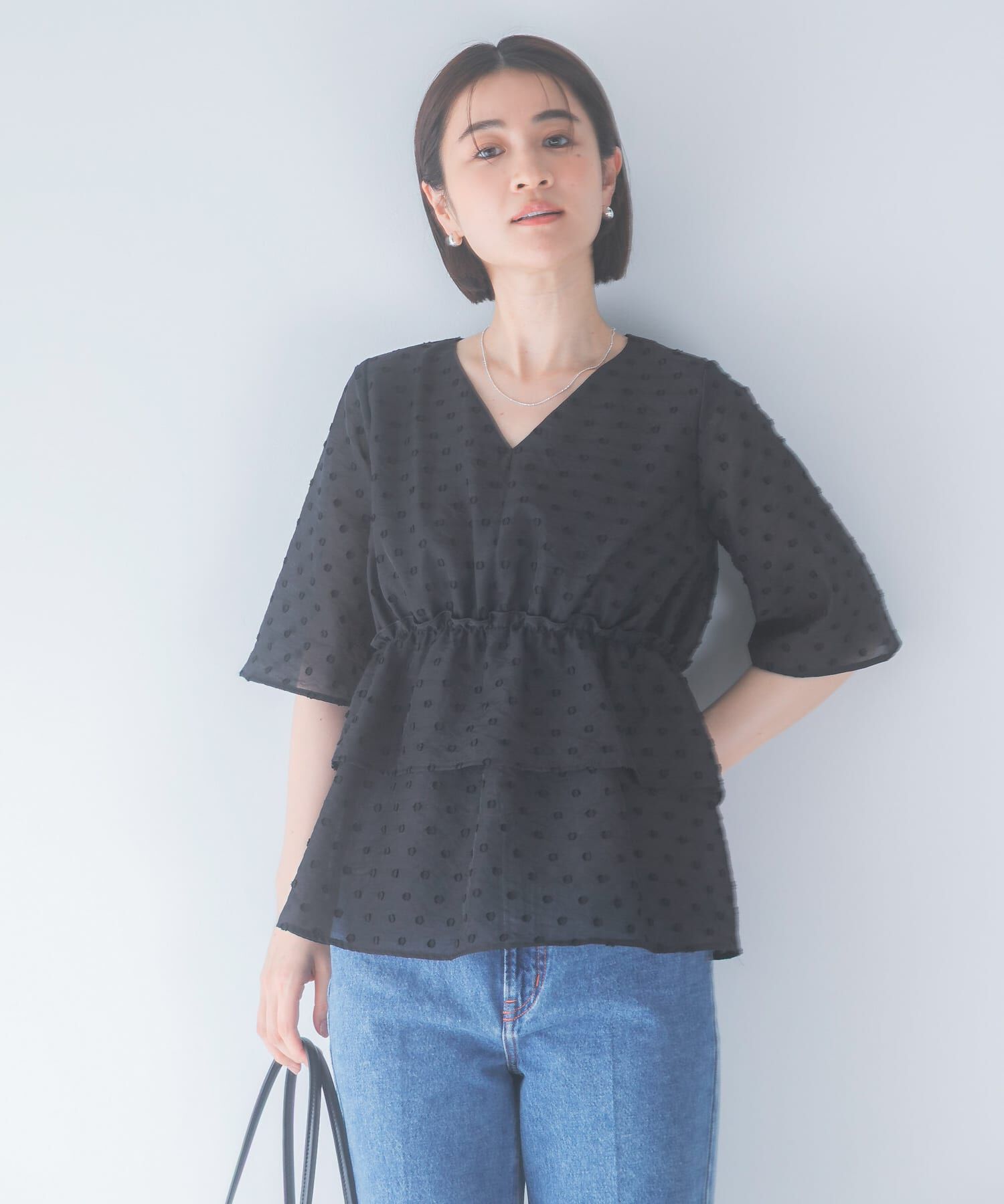 URBAN RESEARCH ROSSO「『WEB限定』ジャガードペプラムブラウス」|シャツ・ブラウス|