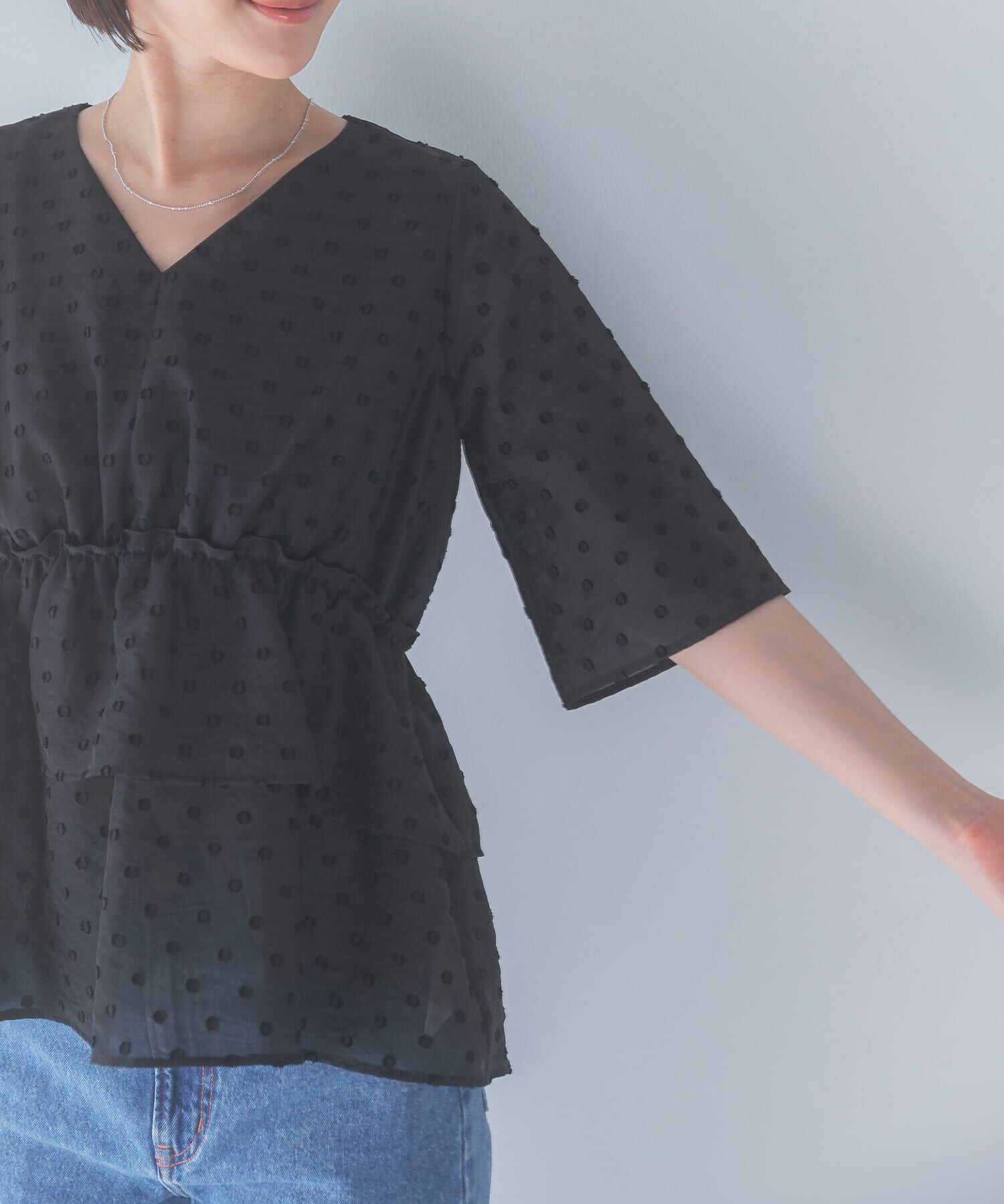 URBAN RESEARCH ROSSO「『WEB限定』ジャガードペプラムブラウス」|シャツ・ブラウス|