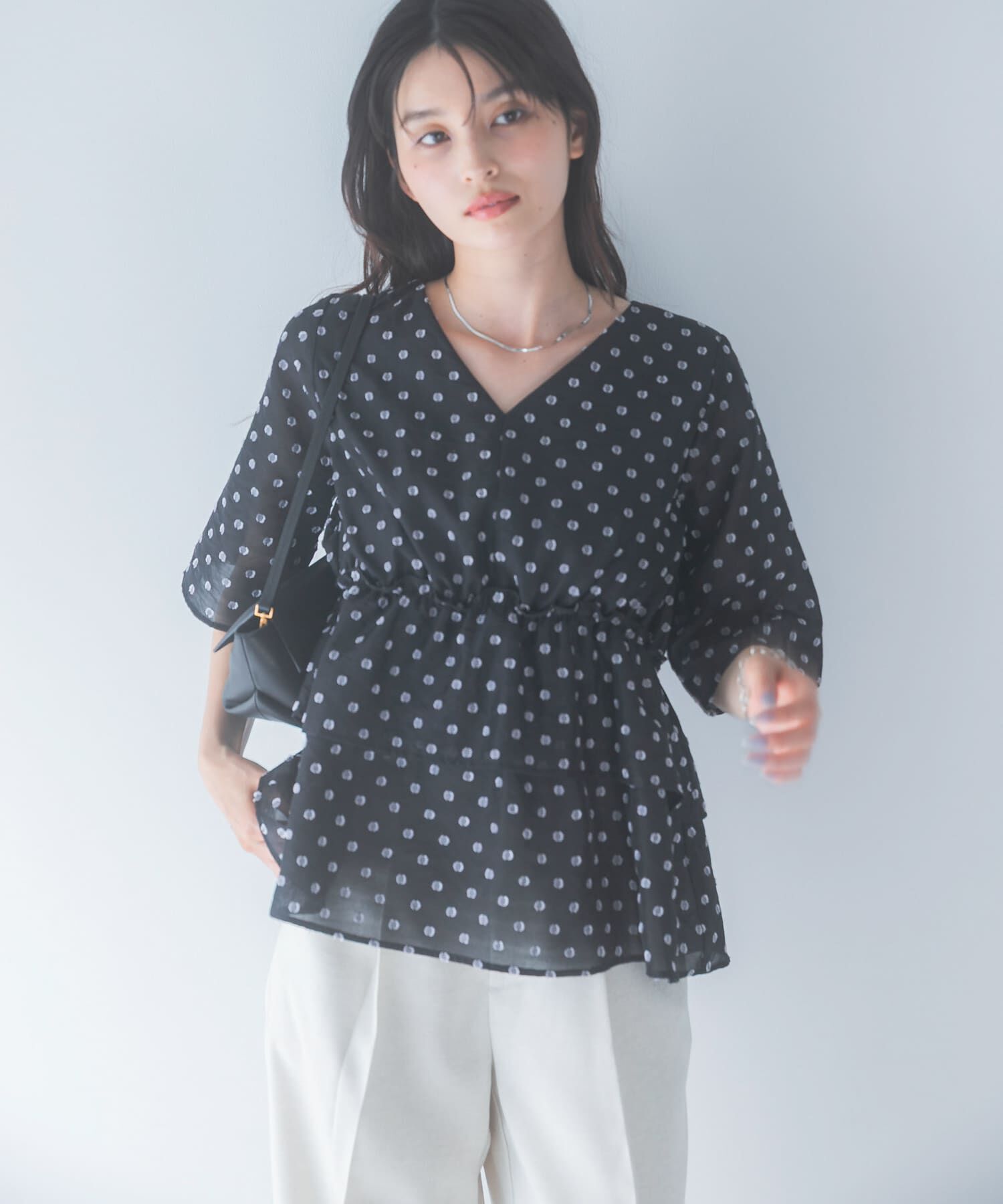 URBAN RESEARCH ROSSO「『WEB限定』ジャガードペプラムブラウス」|シャツ・ブラウス|