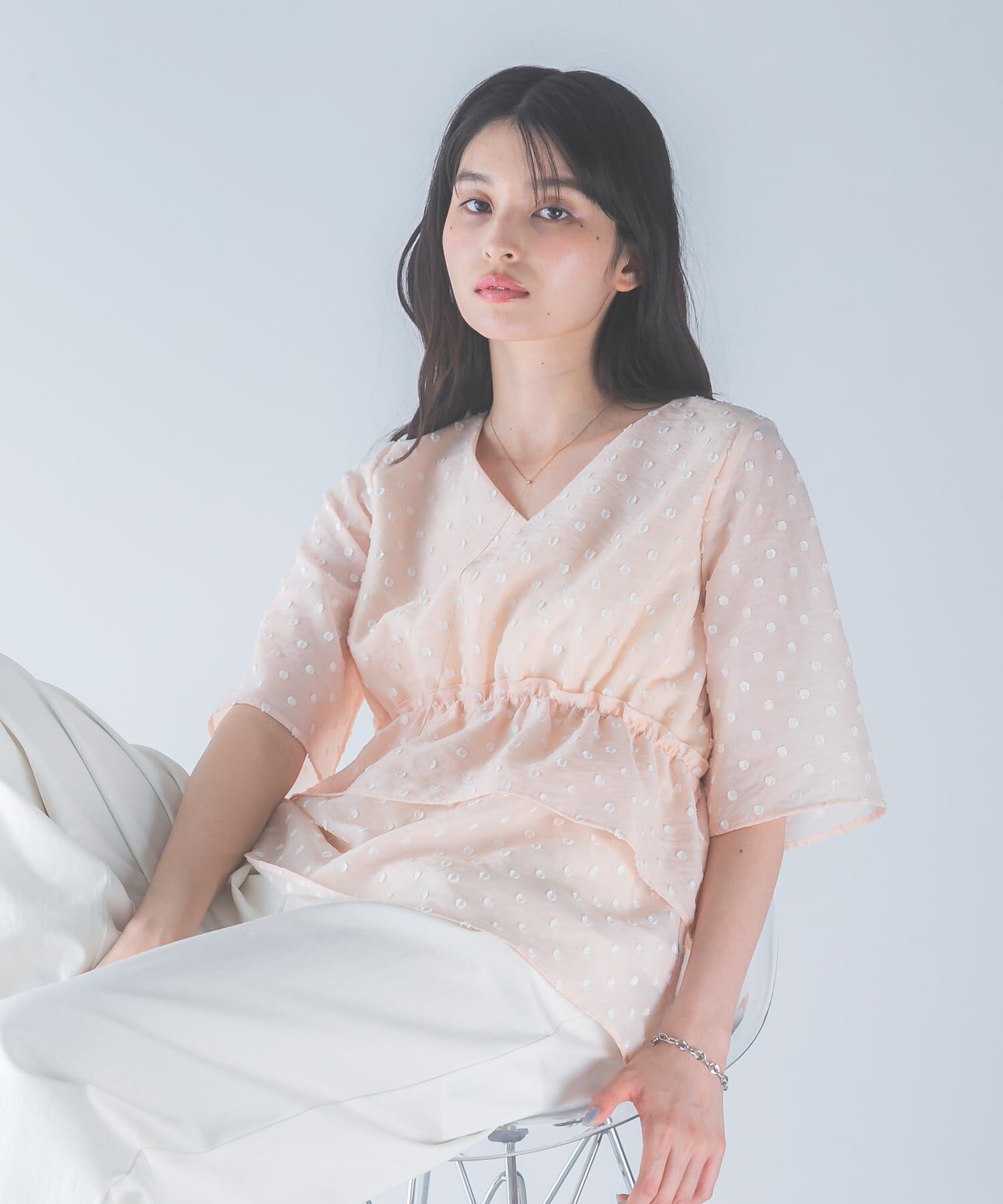 URBAN RESEARCH ROSSO「『WEB限定』ジャガードペプラムブラウス」|シャツ・ブラウス|