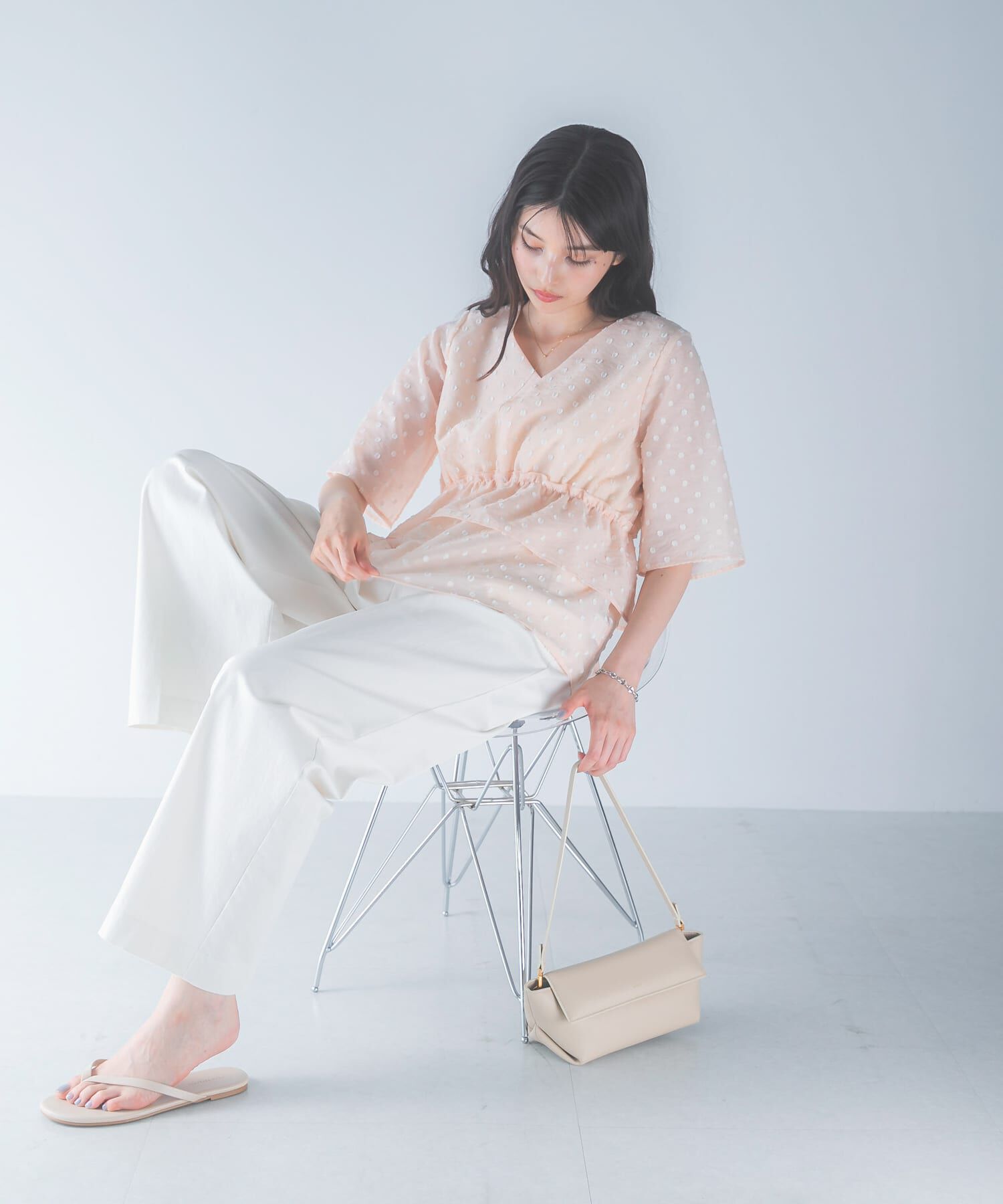 URBAN RESEARCH ROSSO「『WEB限定』ジャガードペプラムブラウス」|シャツ・ブラウス|