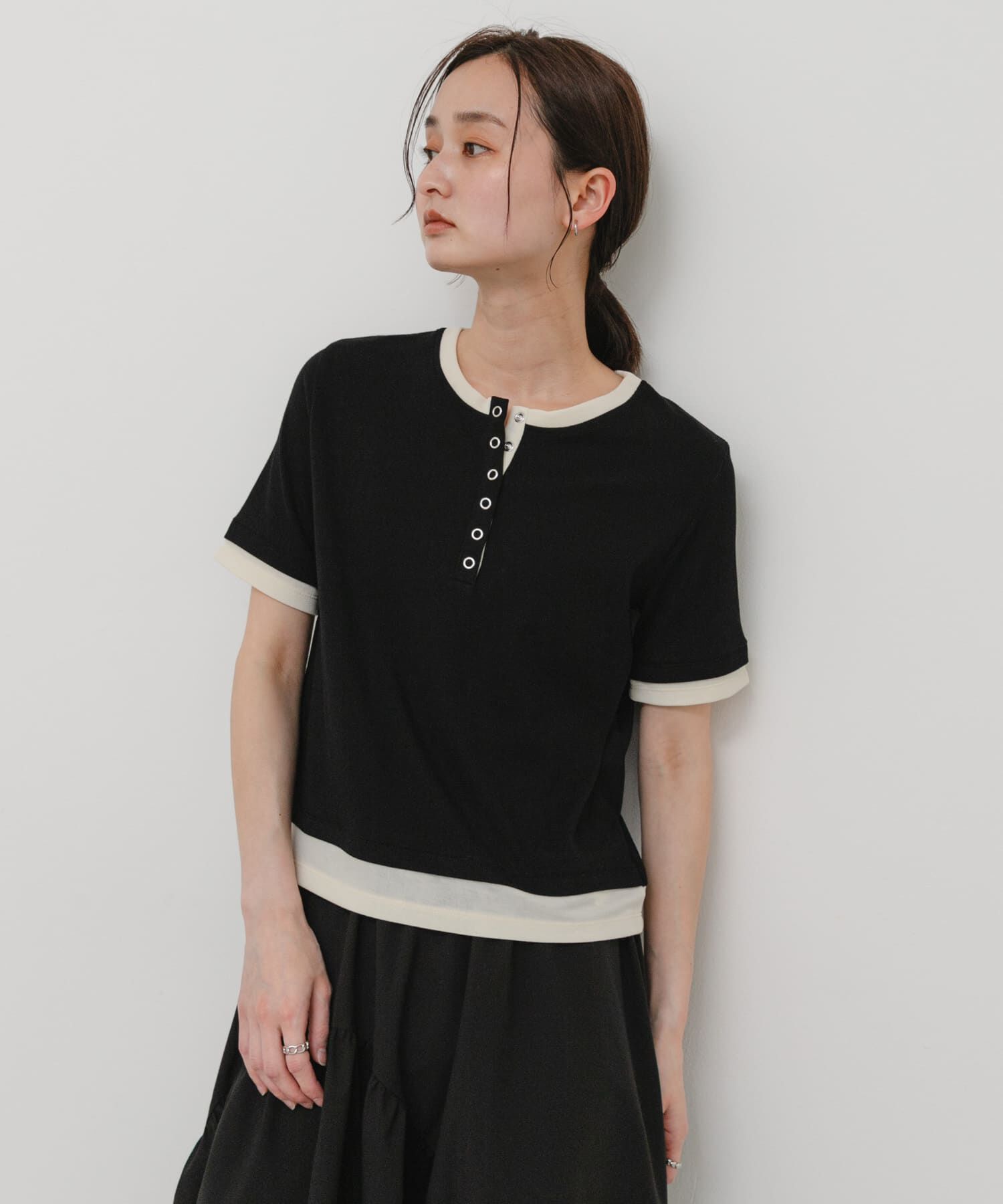 SENSE OF PLACE by URBAN RESEARCH「ヘンリーネックレイヤードトップ(半袖)」|Tシャツ・カットソー|