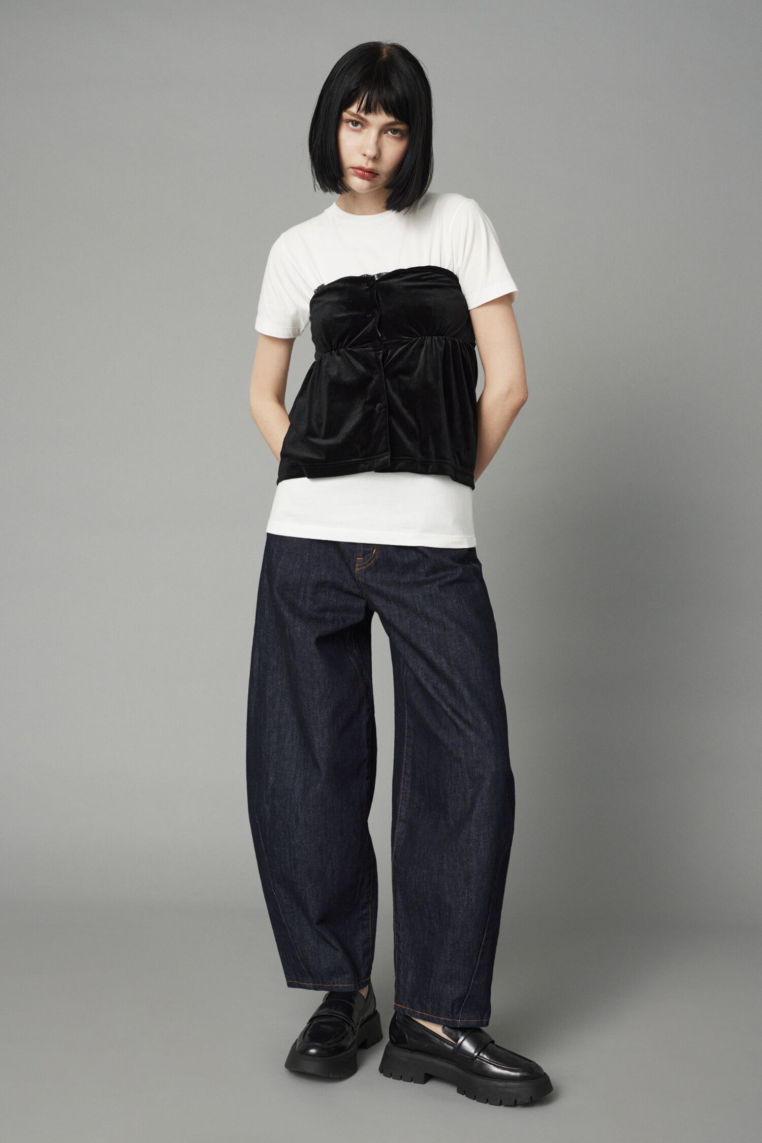 HeRIN.CYE「velour bare top」|チューブトップ|