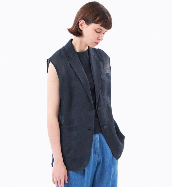 MACKINTOSH PHILOSOPHY「【UPTON GILET（アップトン ジレ）】リネンメッシュ」|ブルゾン・スタジャン|ネイビー