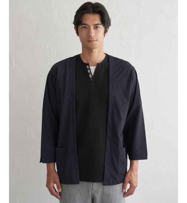ikka「DRYメッシュバイカラー7分袖カーディガン」|カーディガン|