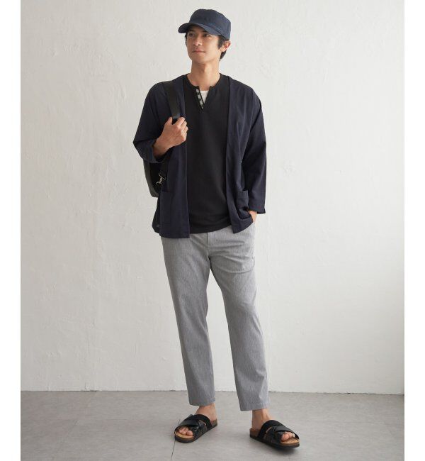 ikka「DRYメッシュバイカラー7分袖カーディガン」|カーディガン|