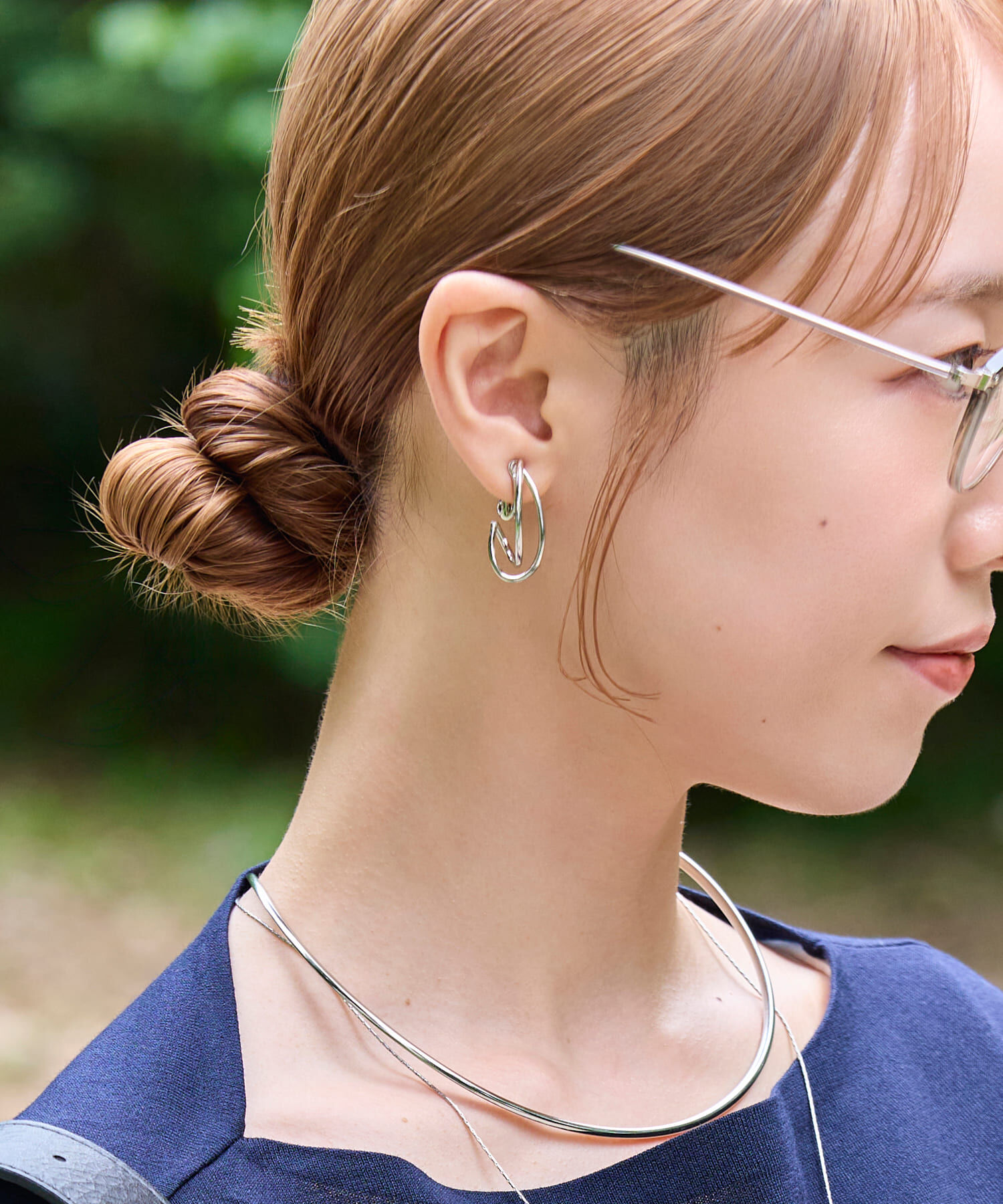 Phoebe「【痛くないシリーズ・金属アレルギー対応】レイヤーフープソフトイヤリング　シルバー」|イヤリング|