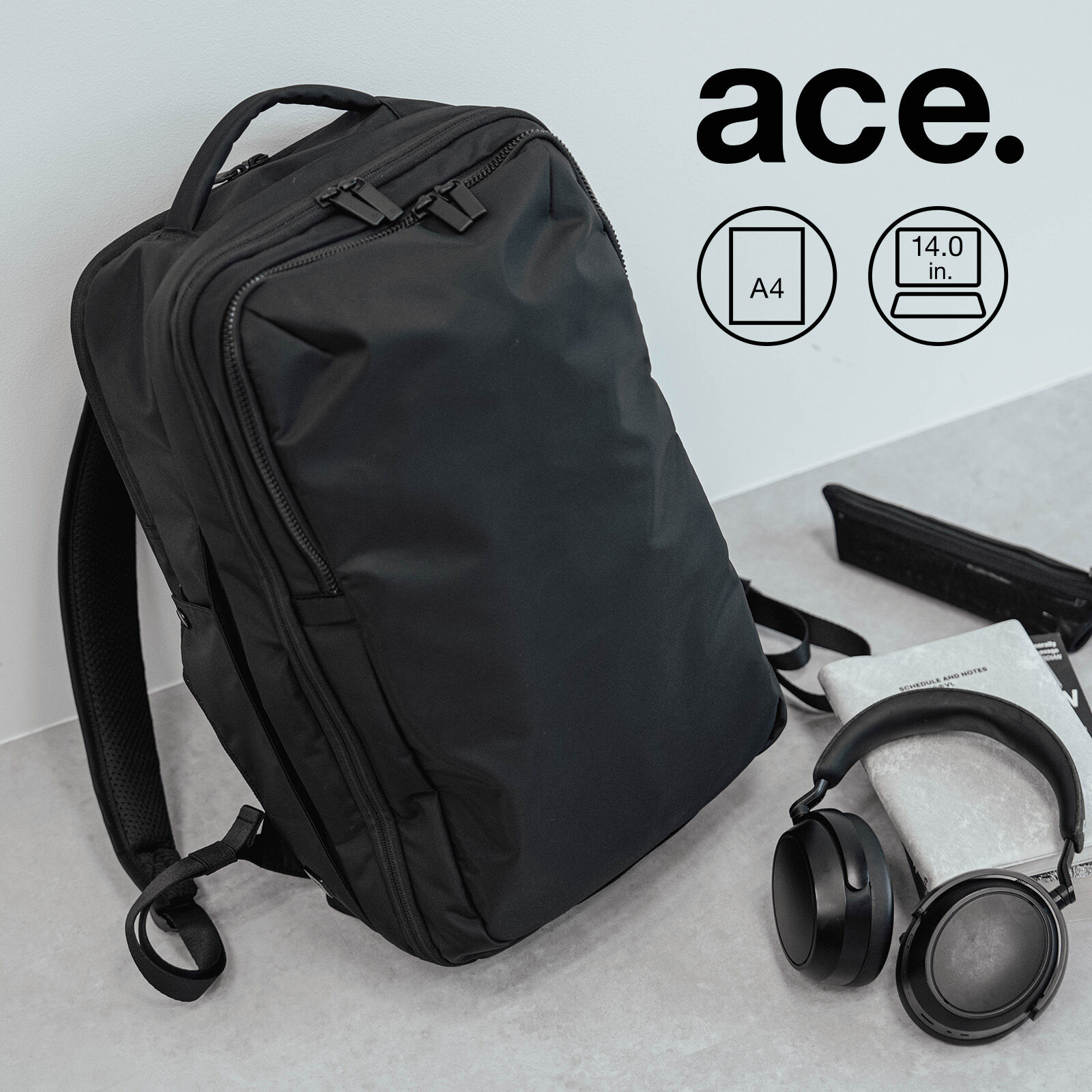 ace.「リュックサック  ビジネス A4サイズ 14.0インチPC収納 2気室 エキスパンド ace./エース ネフィル 20091」|リュック|