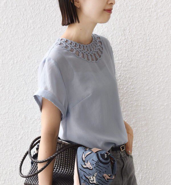 SHIPS for women「《一部追加予約》〈手洗い可能〉襟 刺繍 デザイン ヴィンテージ スパン ブラウス」|シャツ・ブラウス|