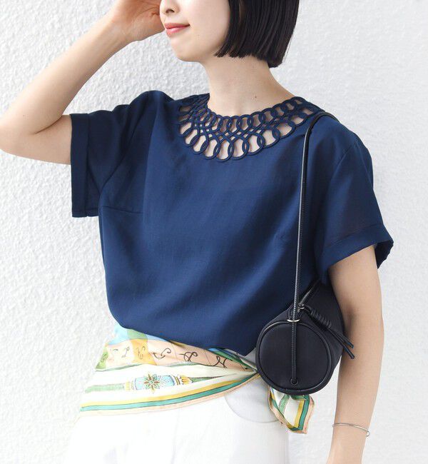SHIPS for women「《一部追加予約》〈手洗い可能〉襟 刺繍 デザイン ヴィンテージ スパン ブラウス」|シャツ・ブラウス|