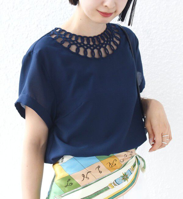 SHIPS for women「《一部追加予約》〈手洗い可能〉襟 刺繍 デザイン ヴィンテージ スパン ブラウス」|シャツ・ブラウス|