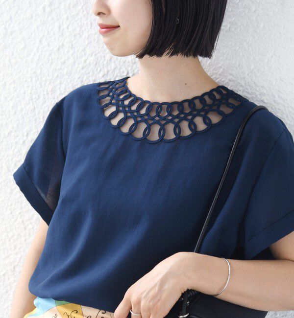 SHIPS for women「《一部追加予約》〈手洗い可能〉襟 刺繍 デザイン ヴィンテージ スパン ブラウス」|シャツ・ブラウス|