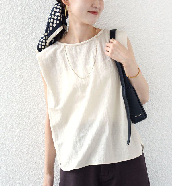 SHIPS for women「【実力派ベーシック】〈手洗い可能〉レーヨン ナイロン 深 ベンツ ノースリーブ プルオーバー」|Tシャツ・カットソー|ナチュラル