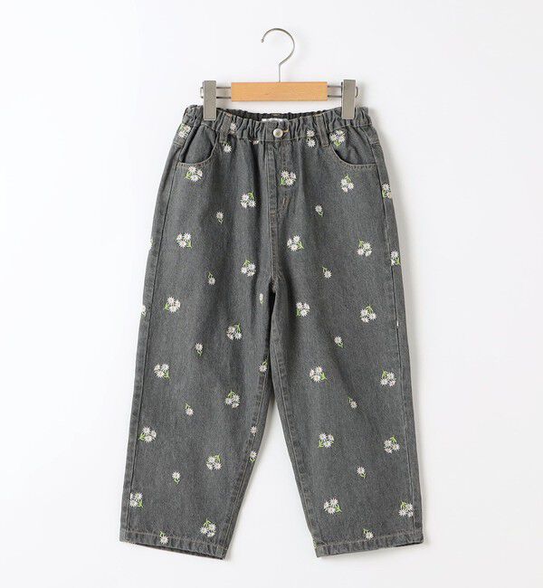 SHIPS KIDS「SHIPS KIDS:100～130cm/フラワー エンブロイダリー デニム パンツ」|デニム|ブラック