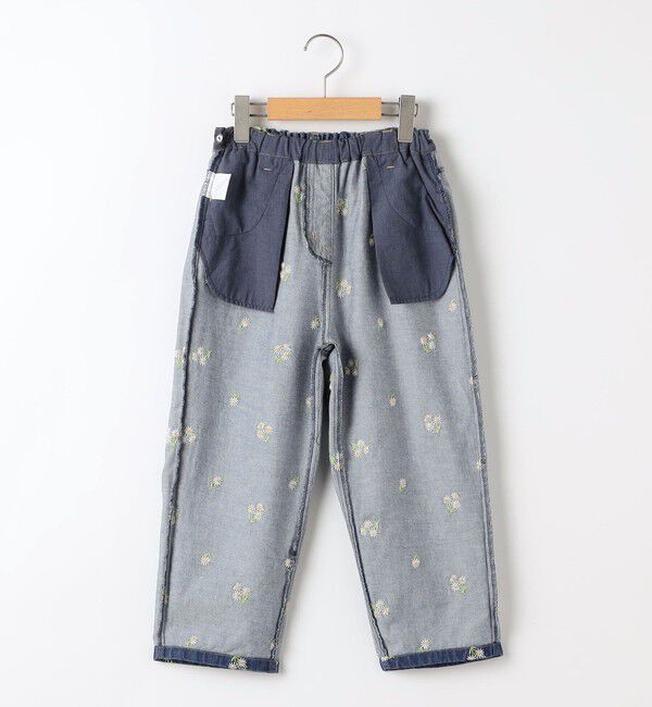SHIPS KIDS「SHIPS KIDS:100～130cm/フラワー エンブロイダリー デニム パンツ」|デニム|
