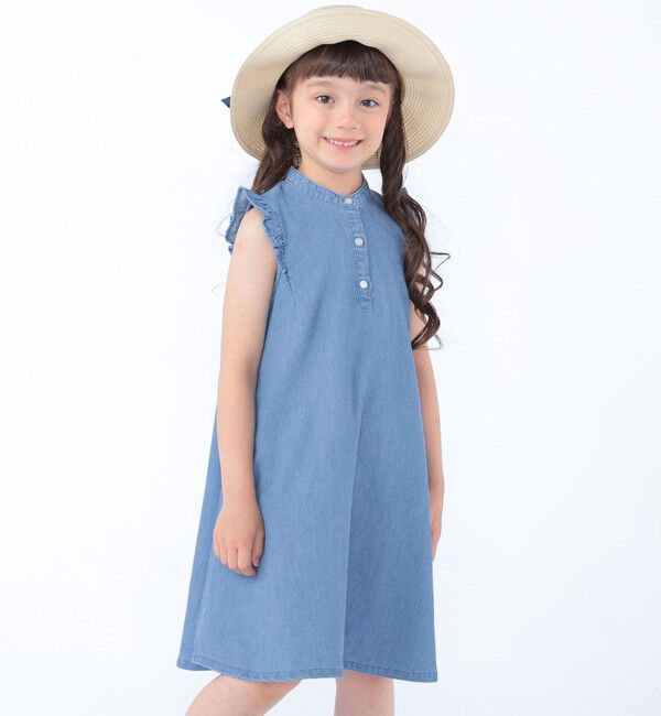 SHIPS KIDS「SHIPS KIDS:100～130cm /〈接触冷感〉ドライメッシュ デニム ワンピース」|ワンピース|