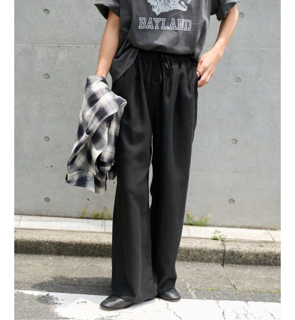 OUTDOOR PRODUCTS Usual Things「ウォッシャブルクールタッチイージーパンツ」|スラックス|ブラック